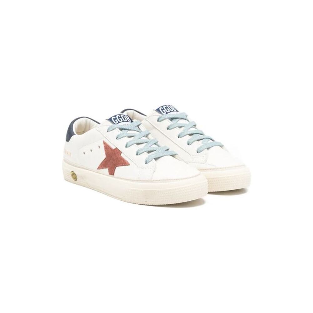 May Leather Sneakers With Suede Star And Blue Leather Heel Tab Women